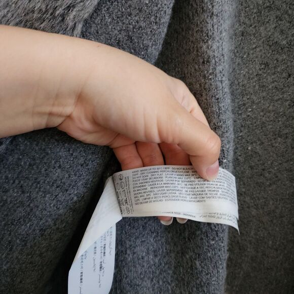 Mango Wool Trench Coat Winter Size 6 Gray Faux Fur Pockets Classic Mob Wife - Picture 9 of 12